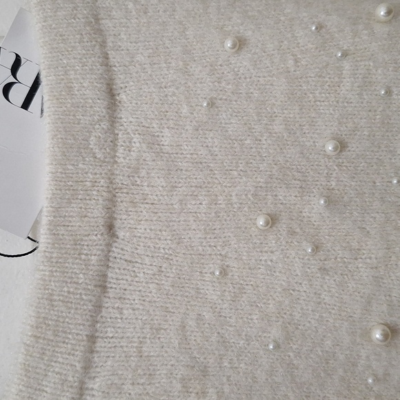 NWT ECRU BEIGE CREAM PEARL KNIT MINI SKIRT - Picture 9 of 10